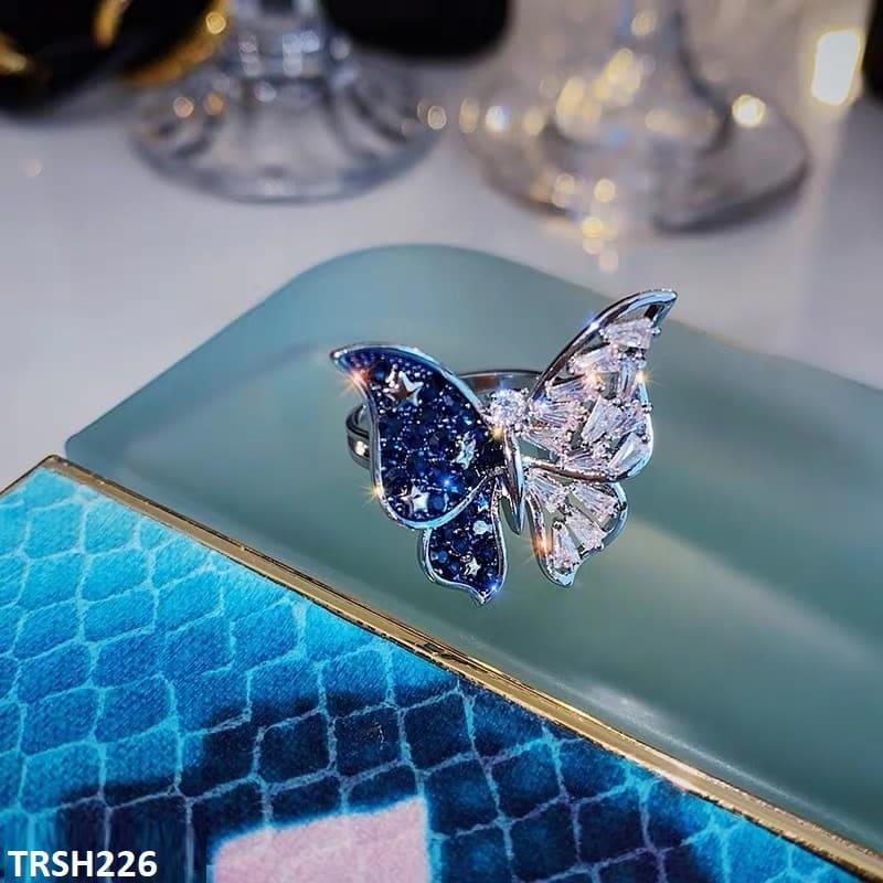 White/Blue Butterfly Zircon Adjustable Ring - Havenon Store