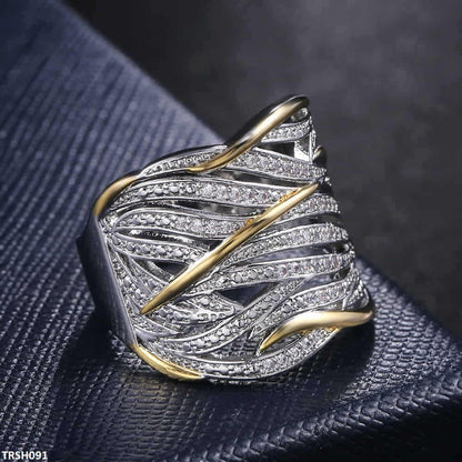 Silver rhodium electroplated zircon ring  
