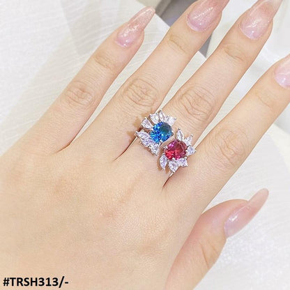 Aqua/Red Zircon Adjustable Ring - Havenon Store