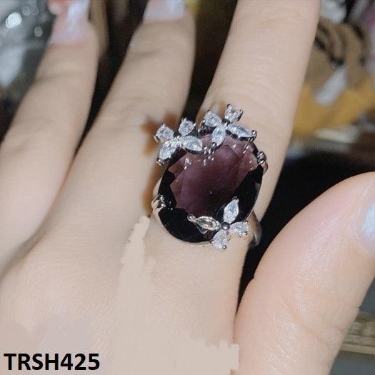 Zircon Amethyst Flower Adjustable Ring - Havenon Store
