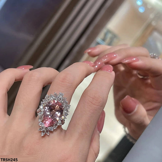 Pink Emerald Oval Zircon Ring - Havenon Store