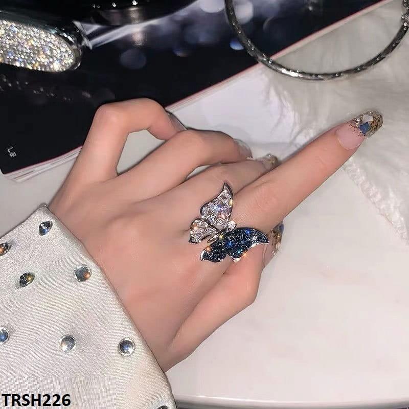 White/Blue Butterfly Zircon Adjustable Ring - Havenon Store