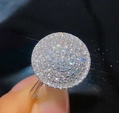 Silver Layered Full Zircon Studded Circle Ring - Havenon Store