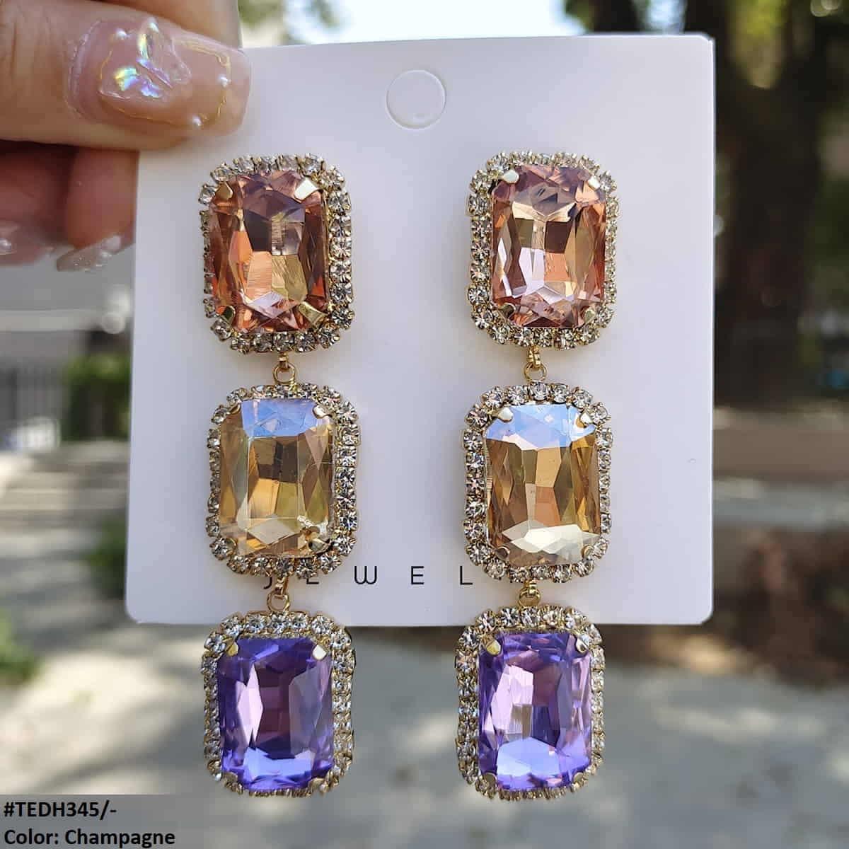 Zircon Cubic Rectangle Teardrop Earrings - Havenon Store