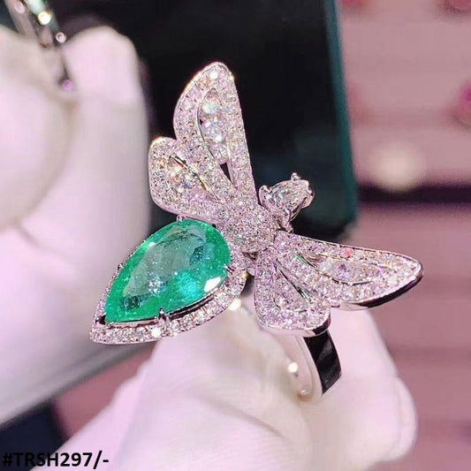 Zircon Emerald Dragonfly Ring - Havenon Store