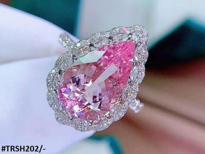 Zircon Pink Emerald Pear Ring - Havenon Store
