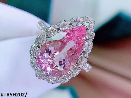 Zircon Pink Emerald Pear Ring - Havenon Store
